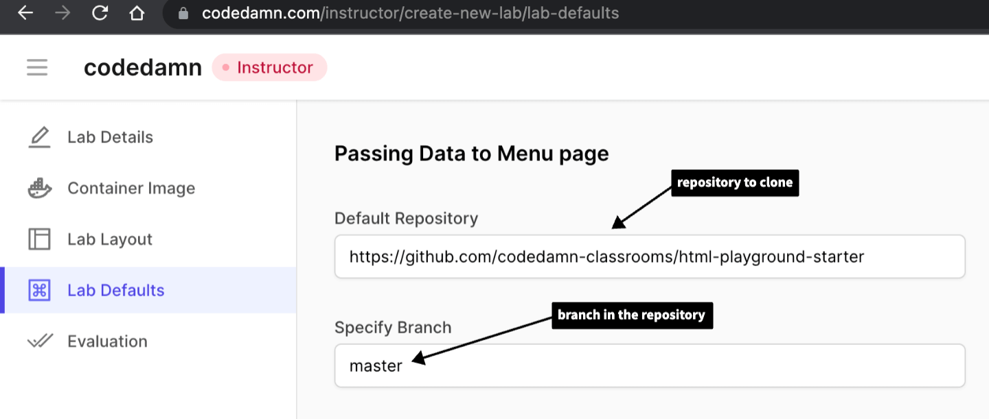 Lab default repository